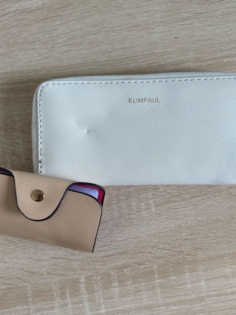 Two-Tone White and Beige Crossbody Bag with Gold Accent - Picture 5 of 7